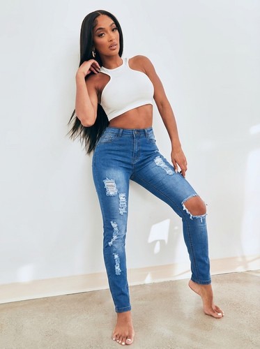 Womens distressed jeans high - jeans,