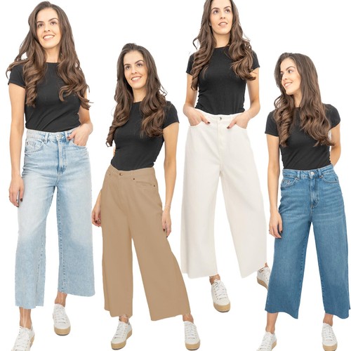 Womens cropped jean wide - m&s,